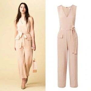 TIBI V-NECK SLEEVELESS 100% SILK JUMPSUIT EUC